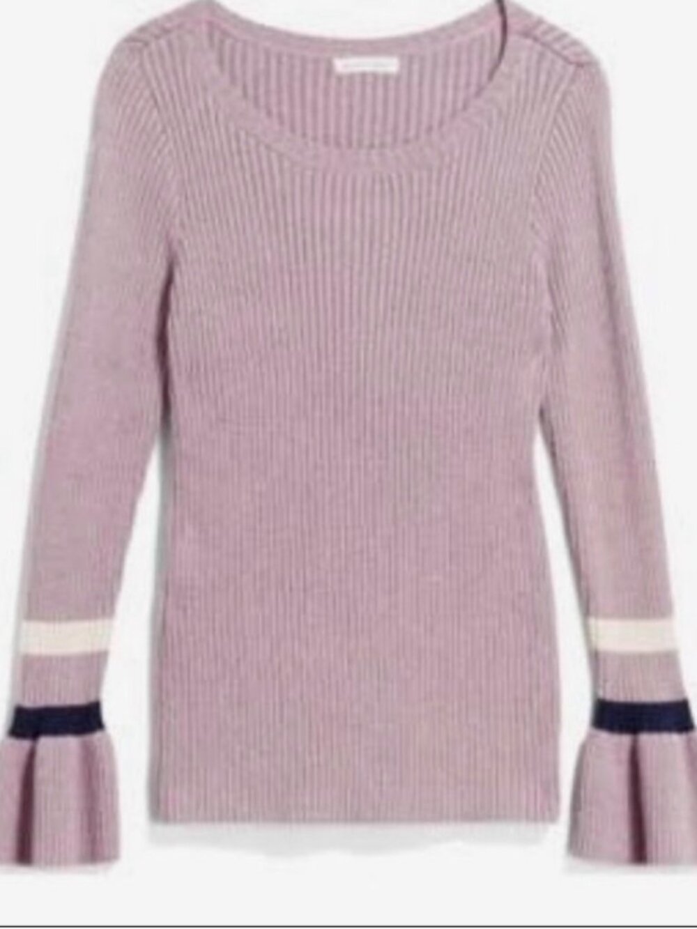 Stitch Fix Honey Punch Ribbed Knit Bell Sleeve Sweater Taupe Neutral Size S NWT
